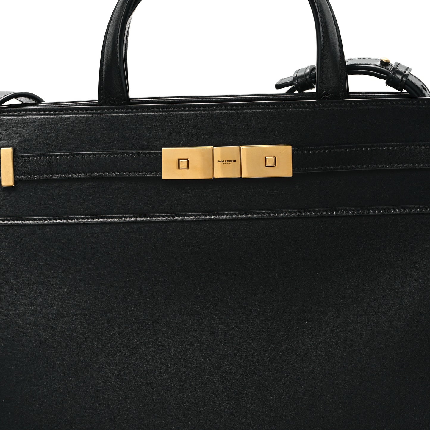 Calfskin Small Manhattan Shopper Tote Black