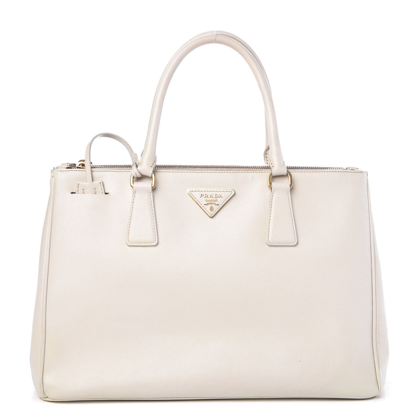 Saffiano Medium Galleria Double Zip Tote Talco