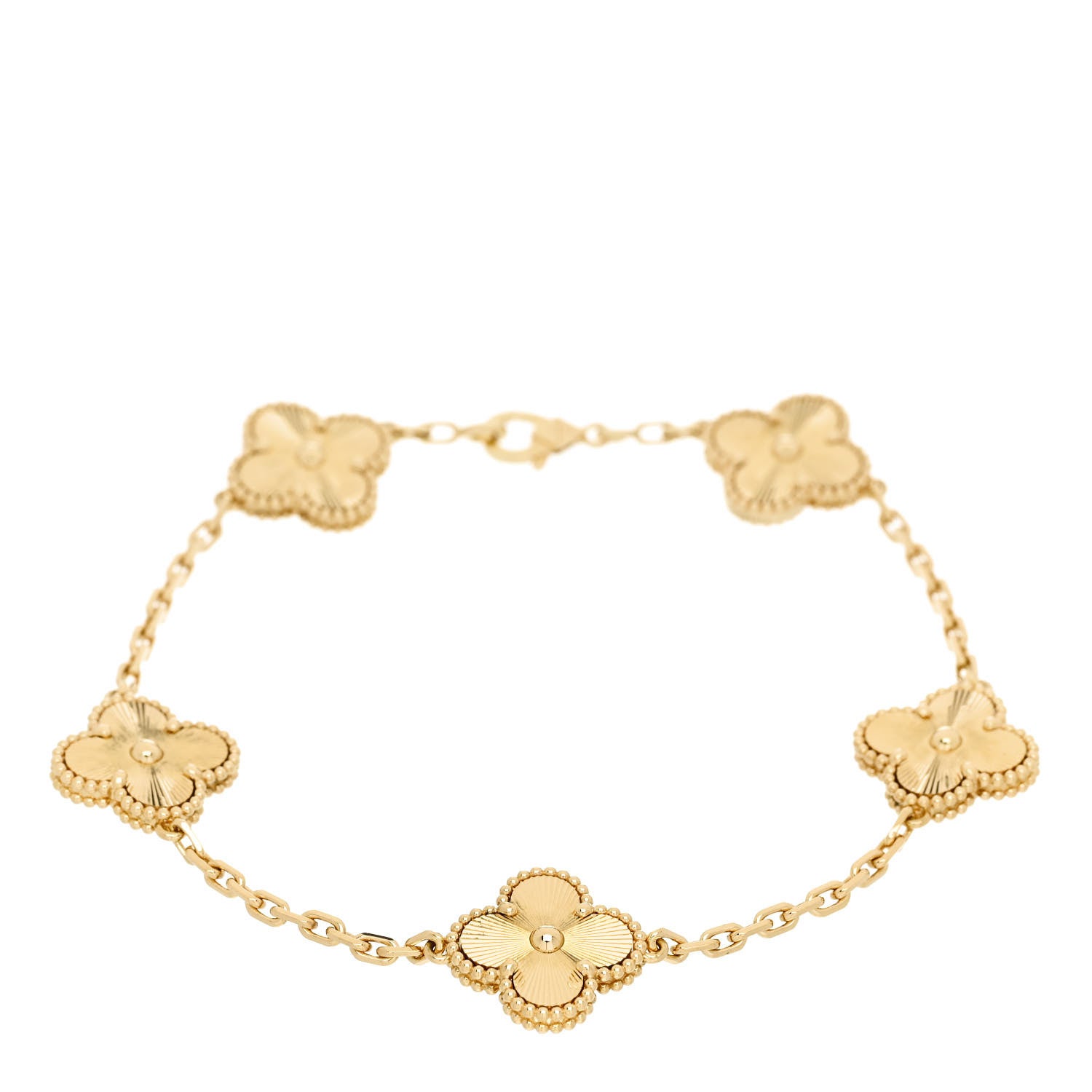 Van Cleef & Arpels 18K Yellow Gold 5 Motifs Guilloche Vintage Alhambra Bracelet 1 of 5