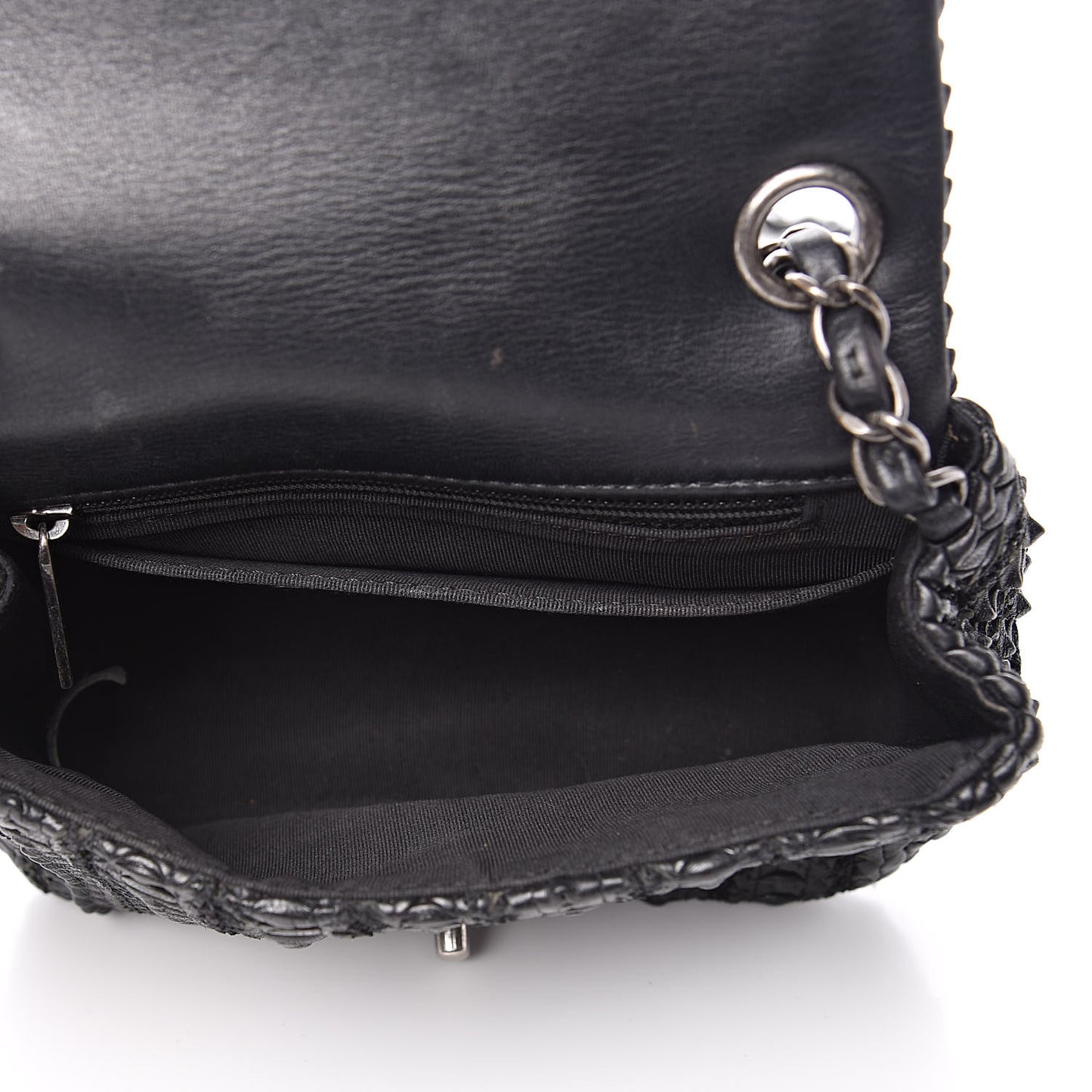 Lambskin Embroidered Mini Flap Black