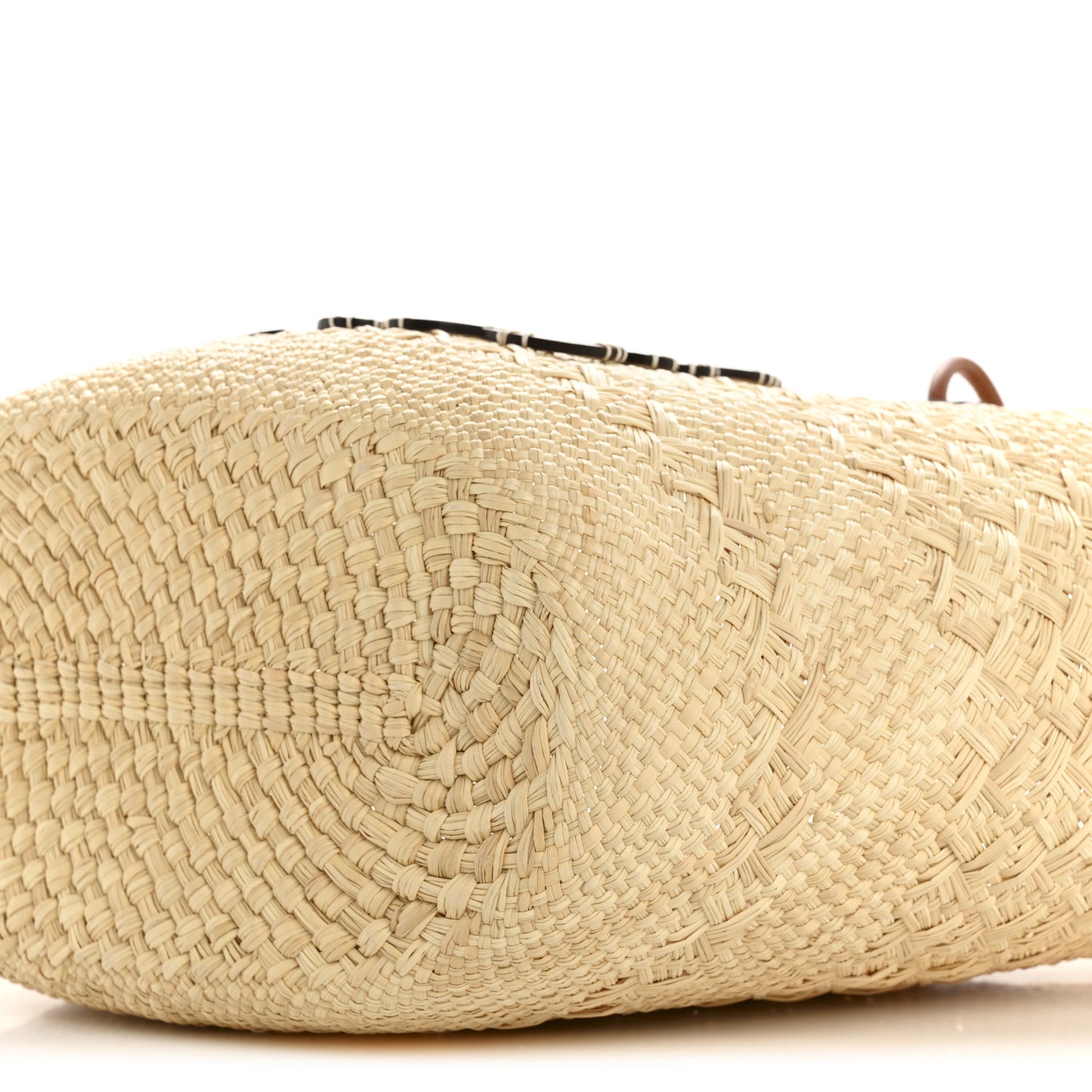 Calfskin Raffia Paulas Ibiza Medium Anagram Basket Tote Bag Natural Tan