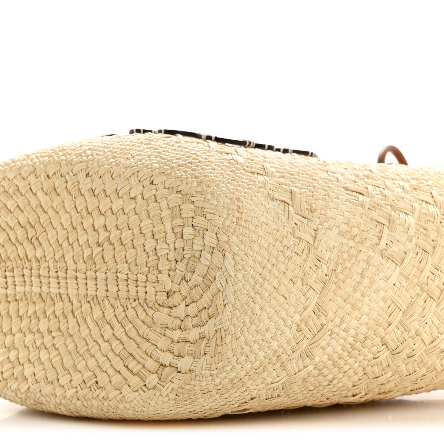 Loewe Calfskin Raffia Paulas Ibiza Medium Anagram Basket Tote Bag Natural Tan 10 of 11