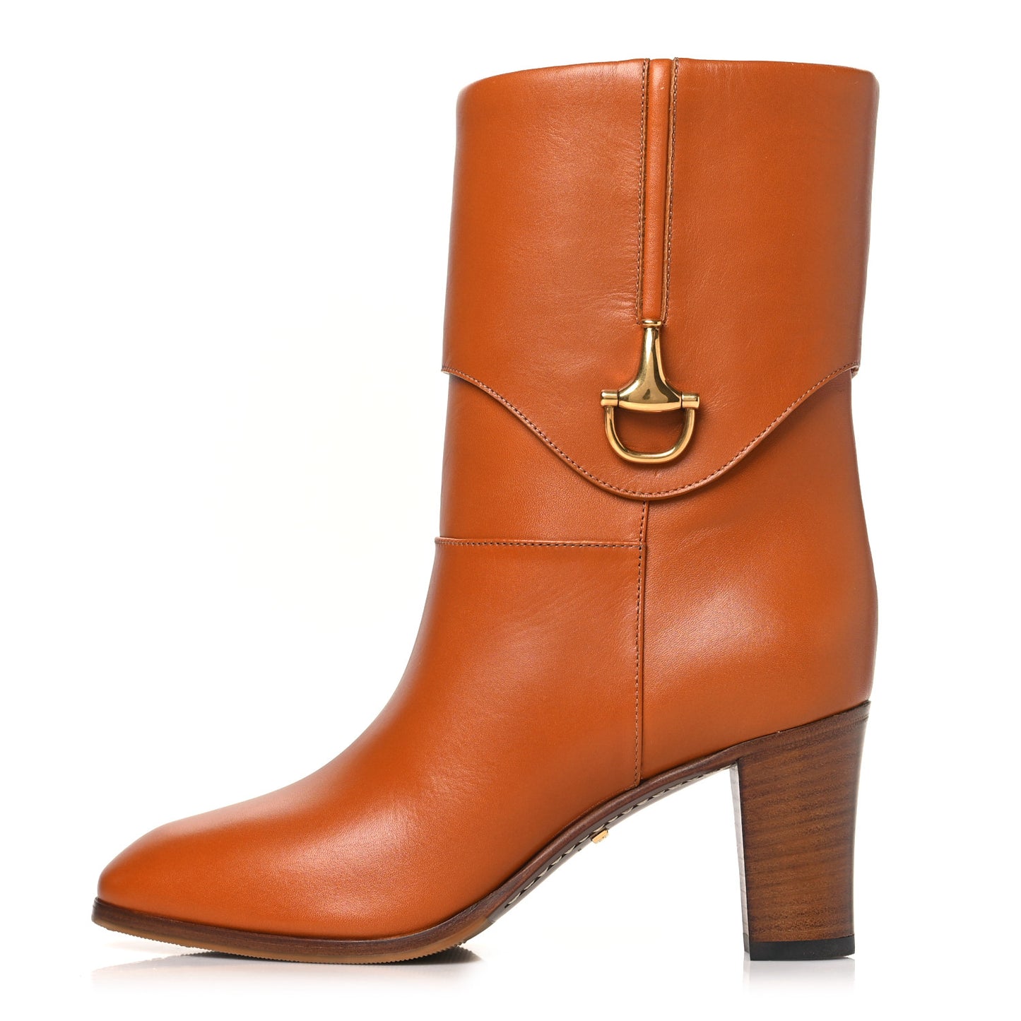 Calfskin Horsebit Elizabeth Ankle Boots 36 Cognac
