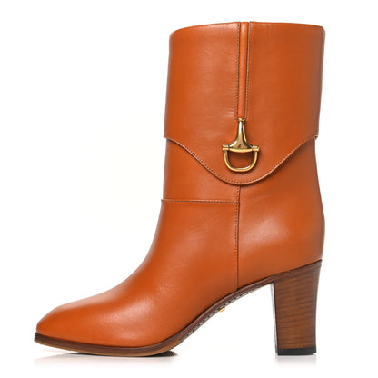 Gucci Calfskin Horsebit Elizabeth Ankle Boots 36 Cognac 1 of 9