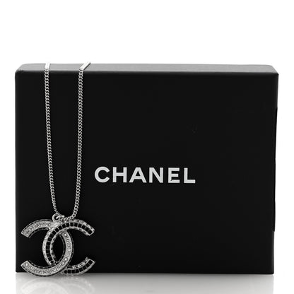 Chanel Baguette Crystal Large CC Necklace Silver Black 5 of 5