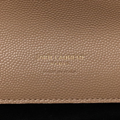Saint Laurent Grain De Poudre Textured Mixed Matelasse Triquilt Monogram Clutch Dark Beige 6 of 9