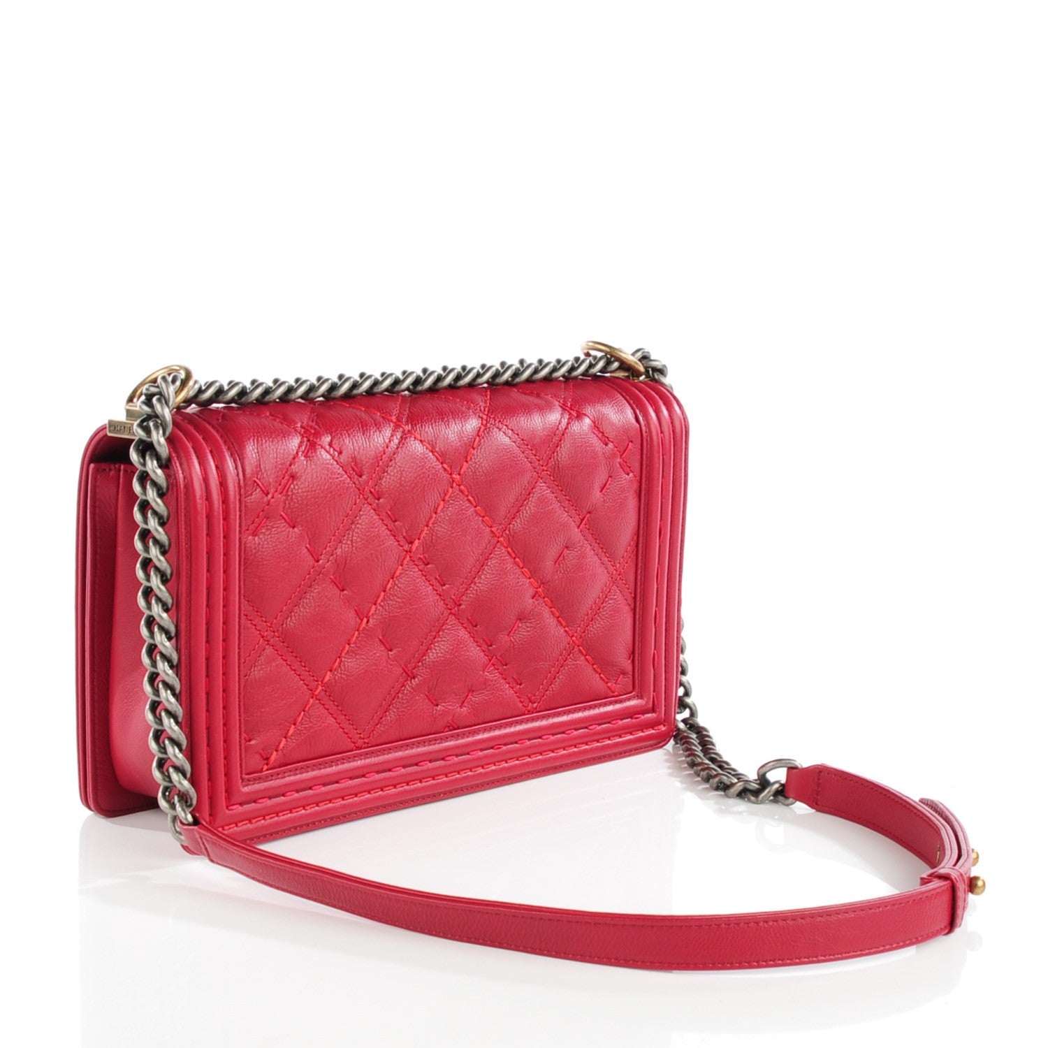Chanel Calfskin Stitched New Medium Boy Flap Red 3 of 7