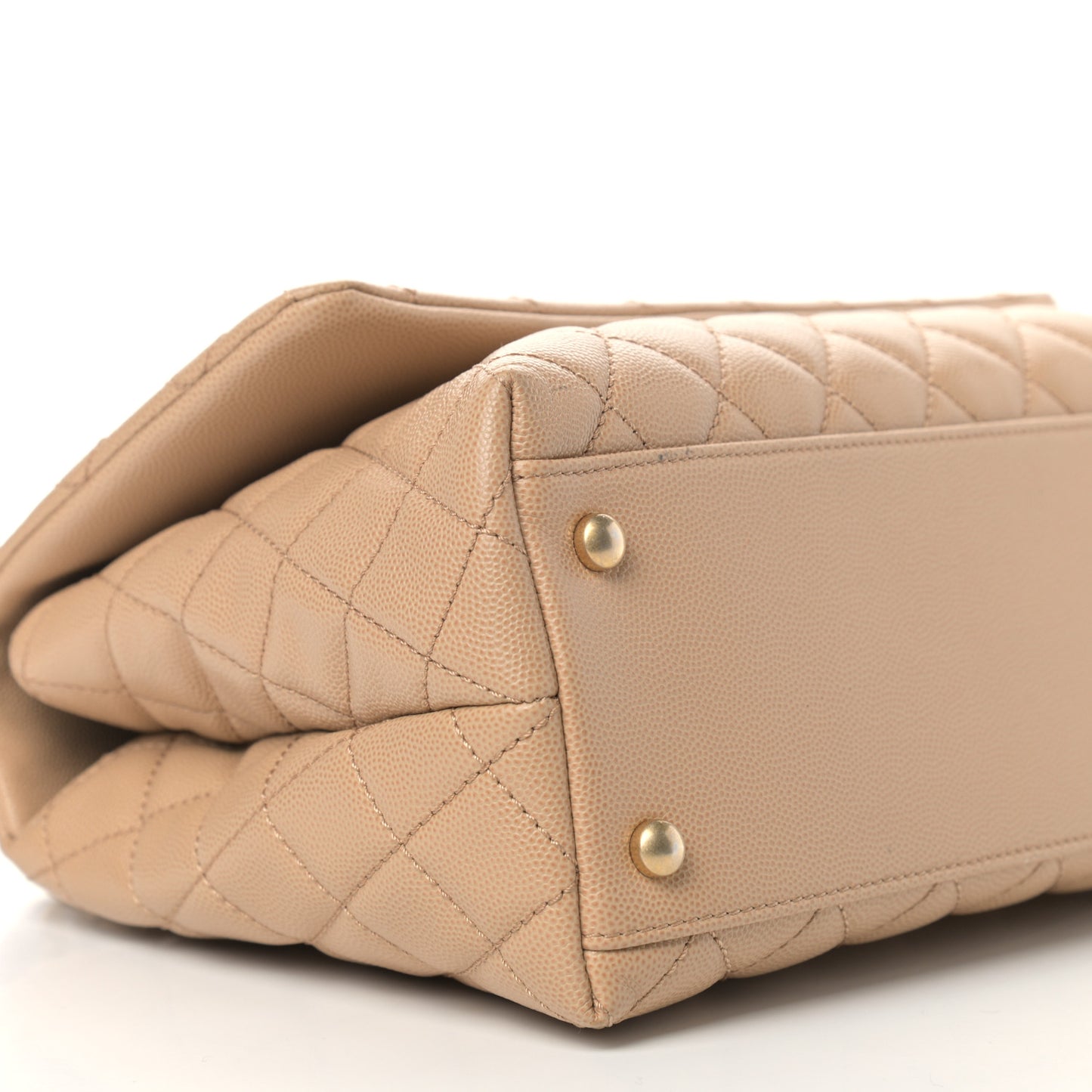Caviar Lizard Embossed Quilted Small Coco Handle Flap Beige