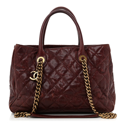 Chanel Glazed Caviar Quilted Small Shiva Tote Burgundy 1 of 10