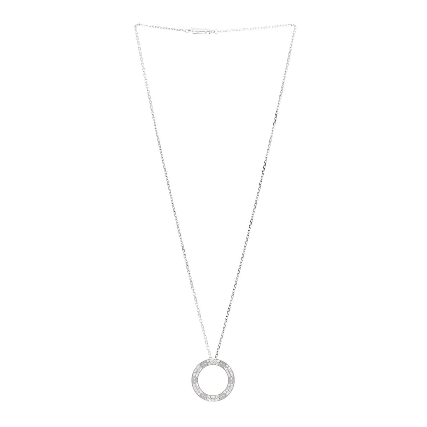 18K White Gold Diamond LOVE Paved Necklace