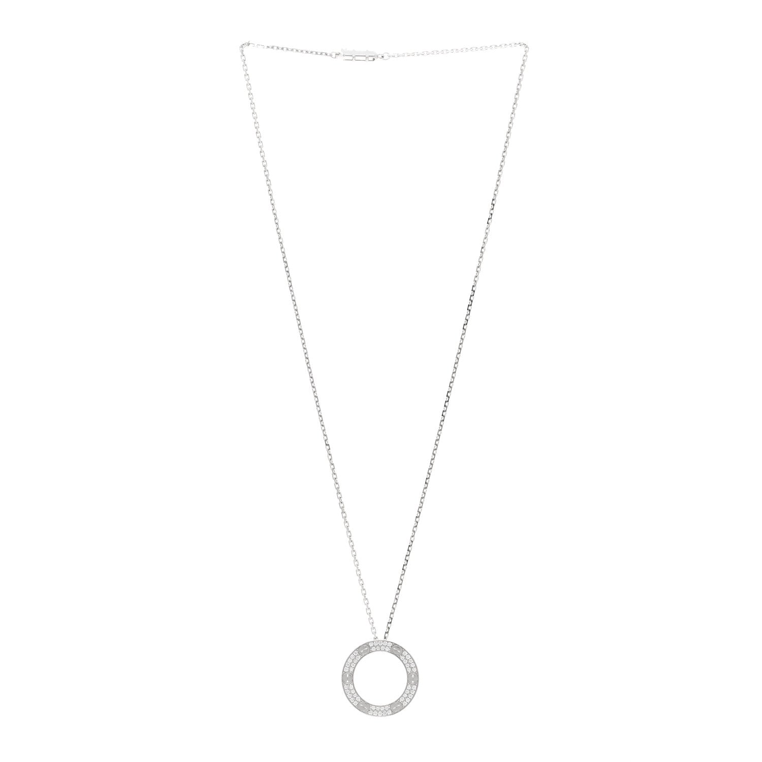 Cartier 18K White Gold Diamond LOVE Paved Necklace 3 of 5