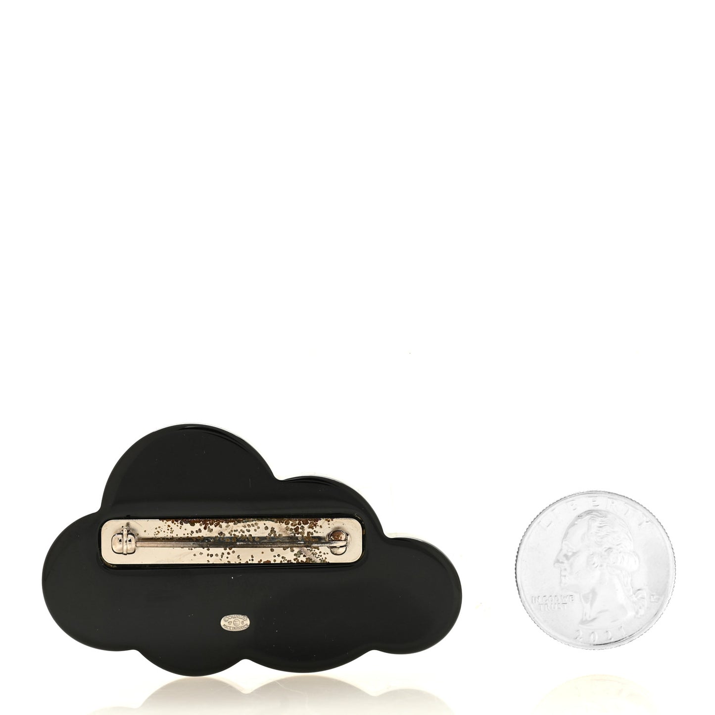 Glittered Resin Crystal Pearl CC Cloud Brooch Black Silver