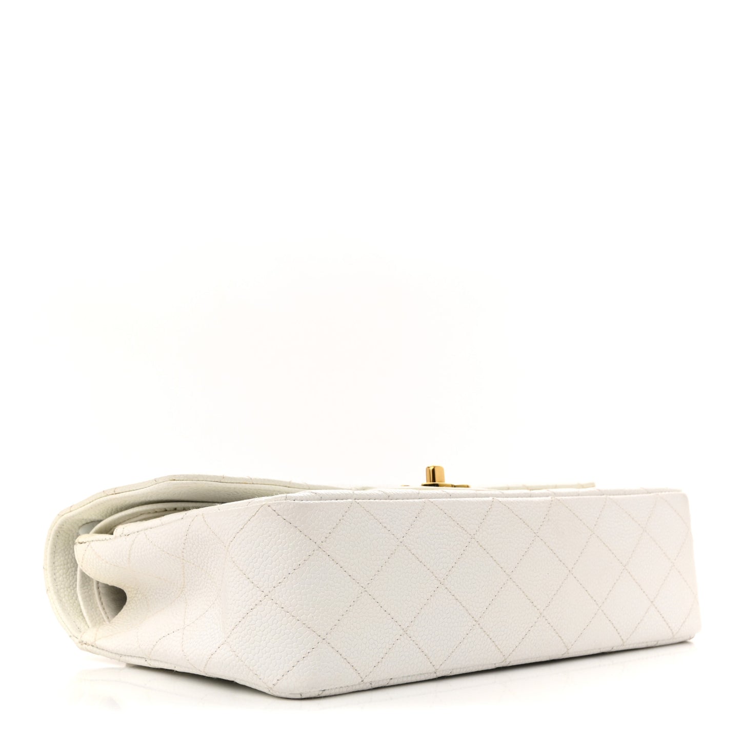 Caviar Quilted Medium Double Flap White