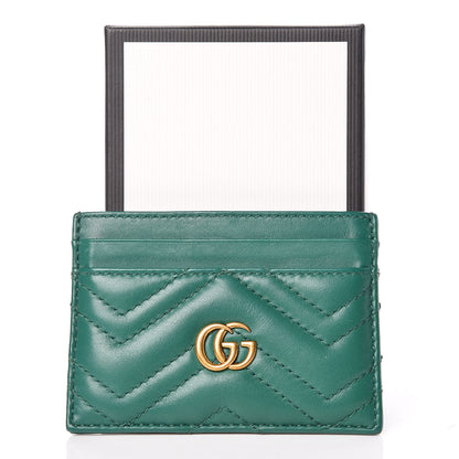 Gucci Calfskin Matelasse GG Marmont Card Holder Emerald Green 7 of 7