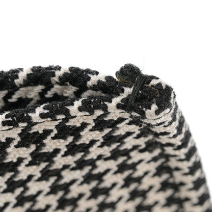 Christian Dior Canvas Houndstooth Embroidered Large Book Tote Black White 11 of 12