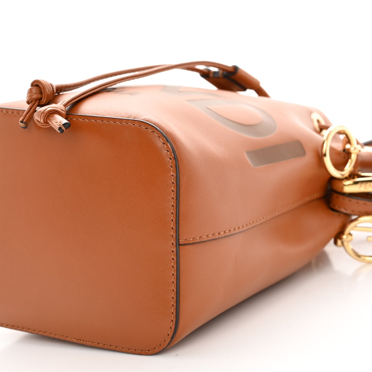Vitello King F is Fendi Logo Embossed Mini Mon Tresor Bucket Bag Cuoio