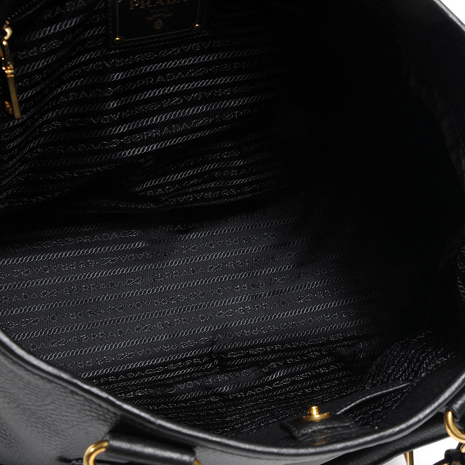 Prada Deerskin Zipper Detail Tote Black 6 of 9