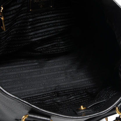 Prada Deerskin Zipper Detail Tote Black 6 of 9