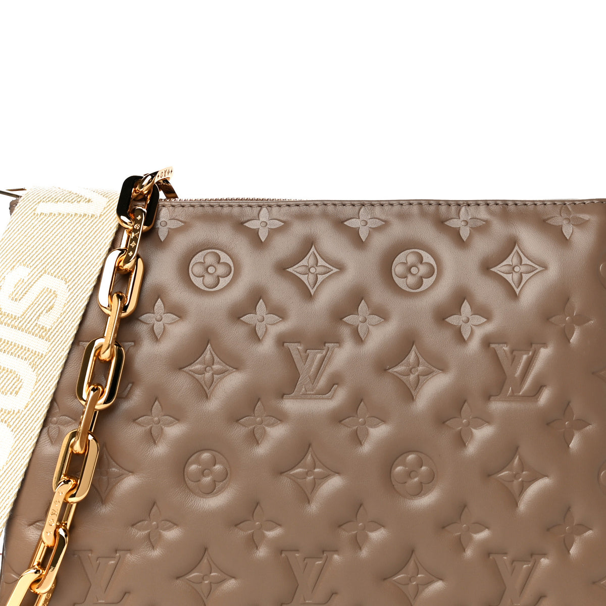 Lambskin Embossed Monogram Coussin PM Taupe