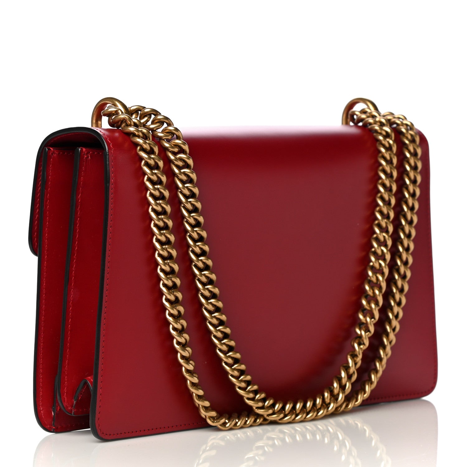 Gucci Knight Calfskin Medium GG Marmont Chain Handle Bag Hibiscus Red 3 of 11