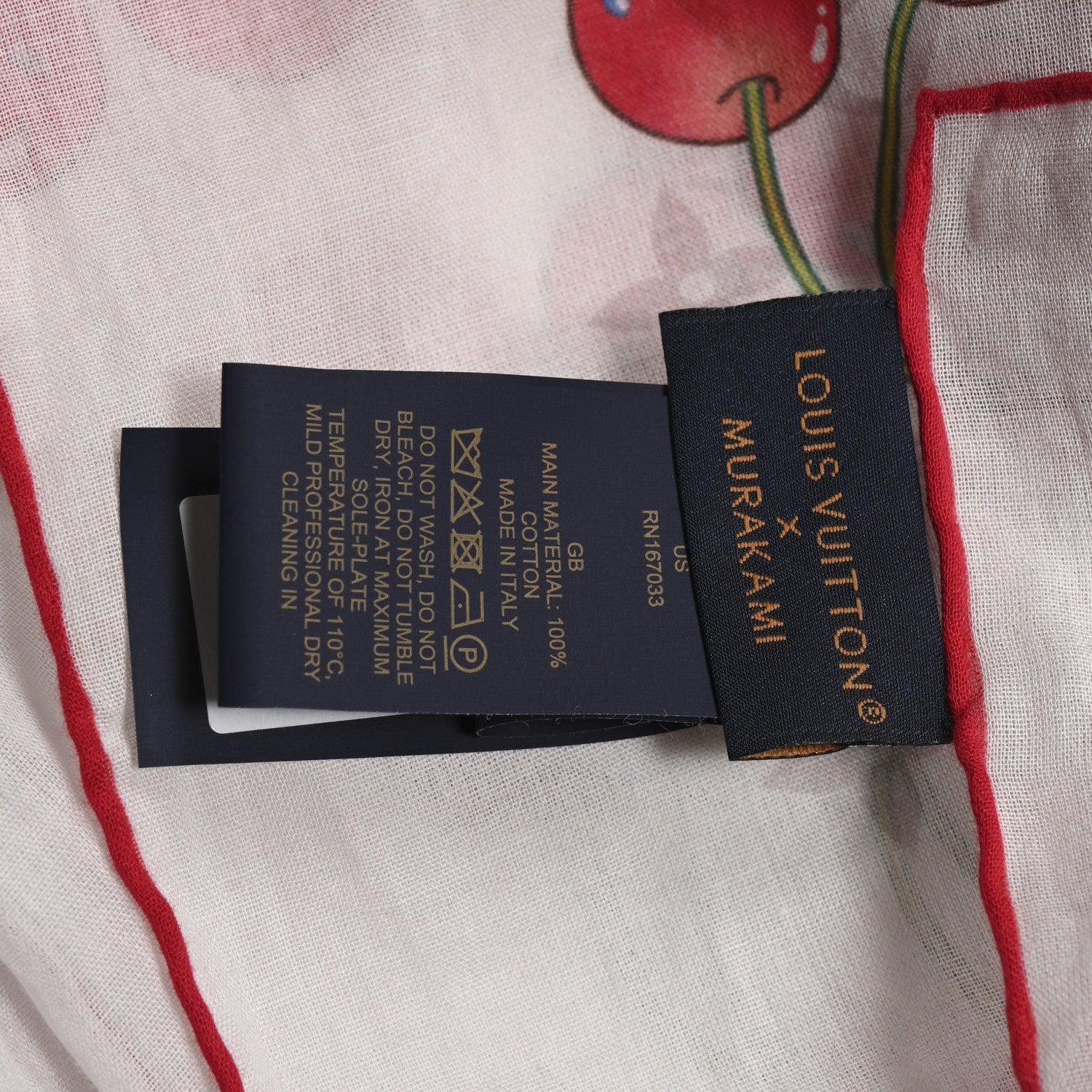 Louis Vuitton LV X TM Cotton Monogram Cerises Shawl White 3 of 3