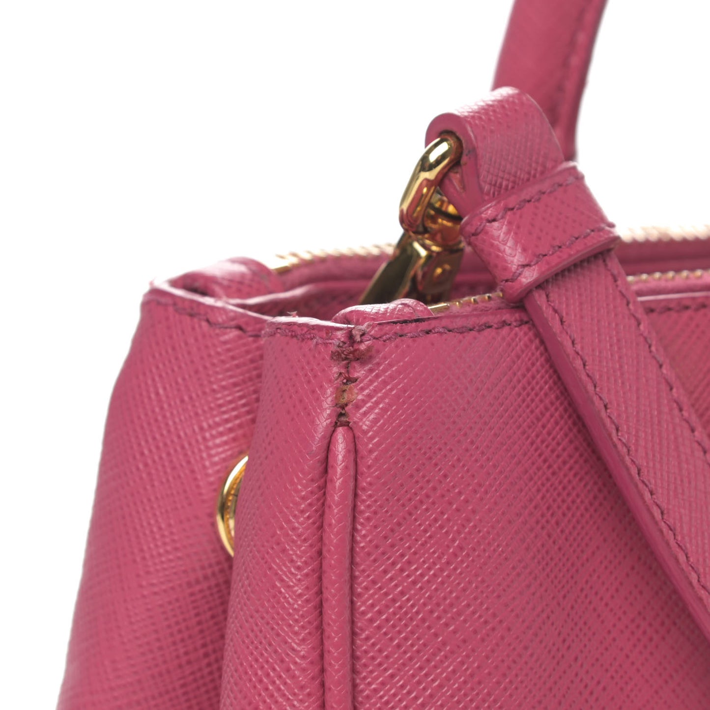 Saffiano Lux Small Galleria Double Zip Tote Fuxia