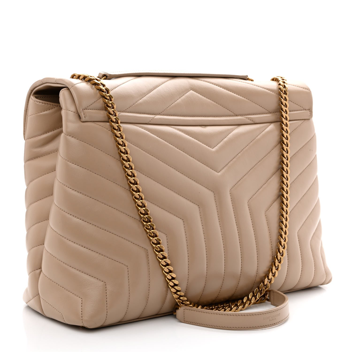 Saint Laurent Calfskin Matelasse Large Loulou Monogram Chain Satchel Dark Beige 3 of 15