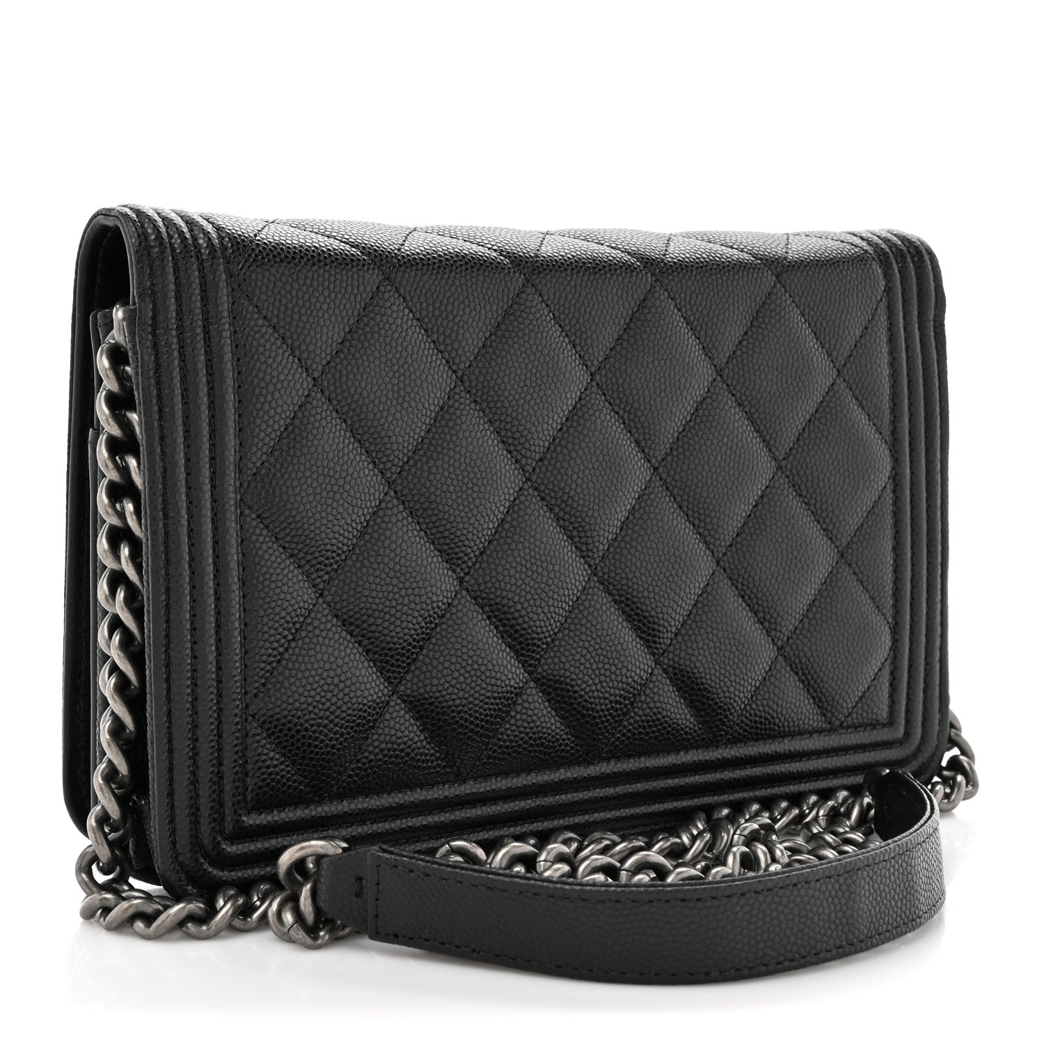 Chanel Caviar Quilted Boy Wallet On Chain WOC Black 3 of 12
