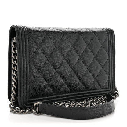 Chanel Caviar Quilted Boy Wallet On Chain WOC Black 3 of 12