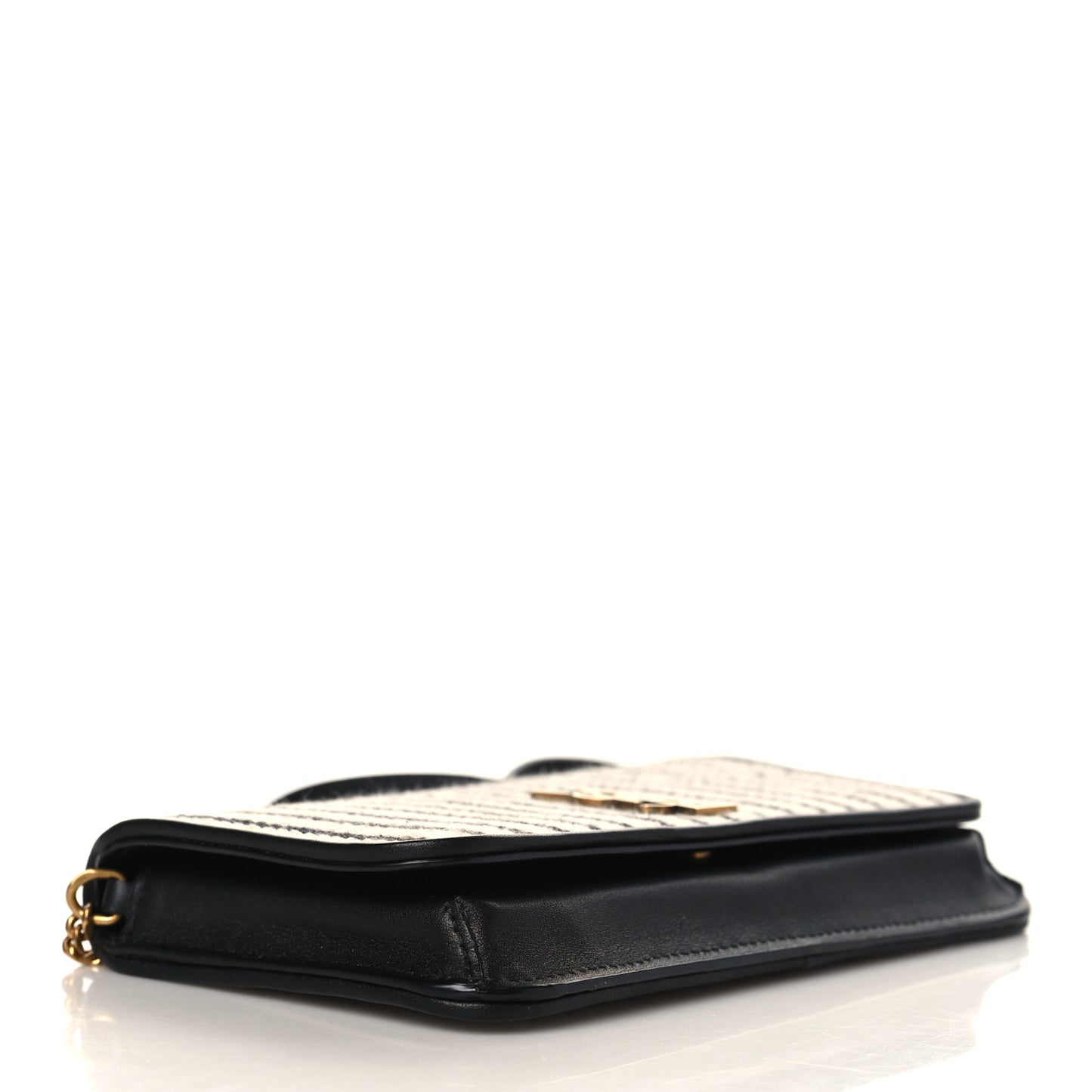 Canvas Striped Phone Holder Crossbody Beige Black