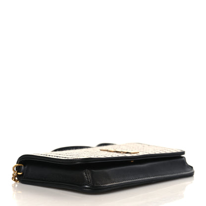 Saint Laurent Canvas Striped Phone Holder Crossbody Beige Black 4 of 8