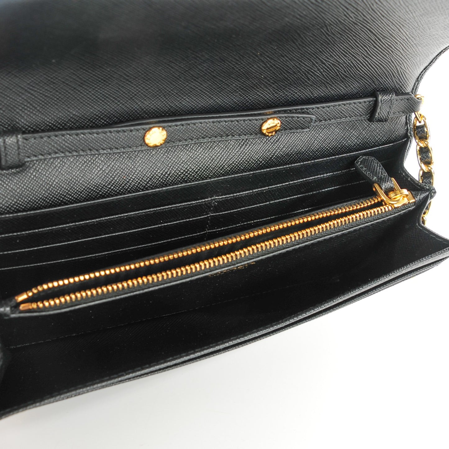 Saffiano Metal Oro Chain Wallet Nero Black