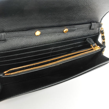 Prada Saffiano Metal Oro Chain Wallet Nero Black 5 of 7