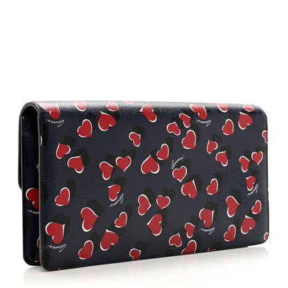 Gucci Textured Calfskin Heartbeat Print Clutch Blue 2 of 6