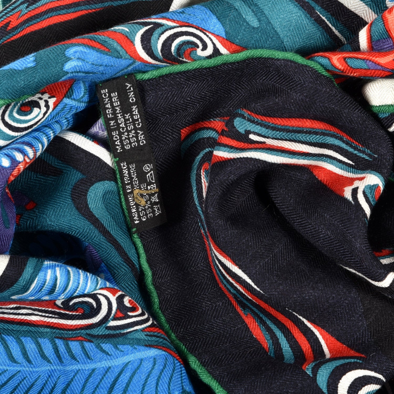 Hermes Cashmere Silk De La Mer Au Ciel Shawl 140 5 of 5