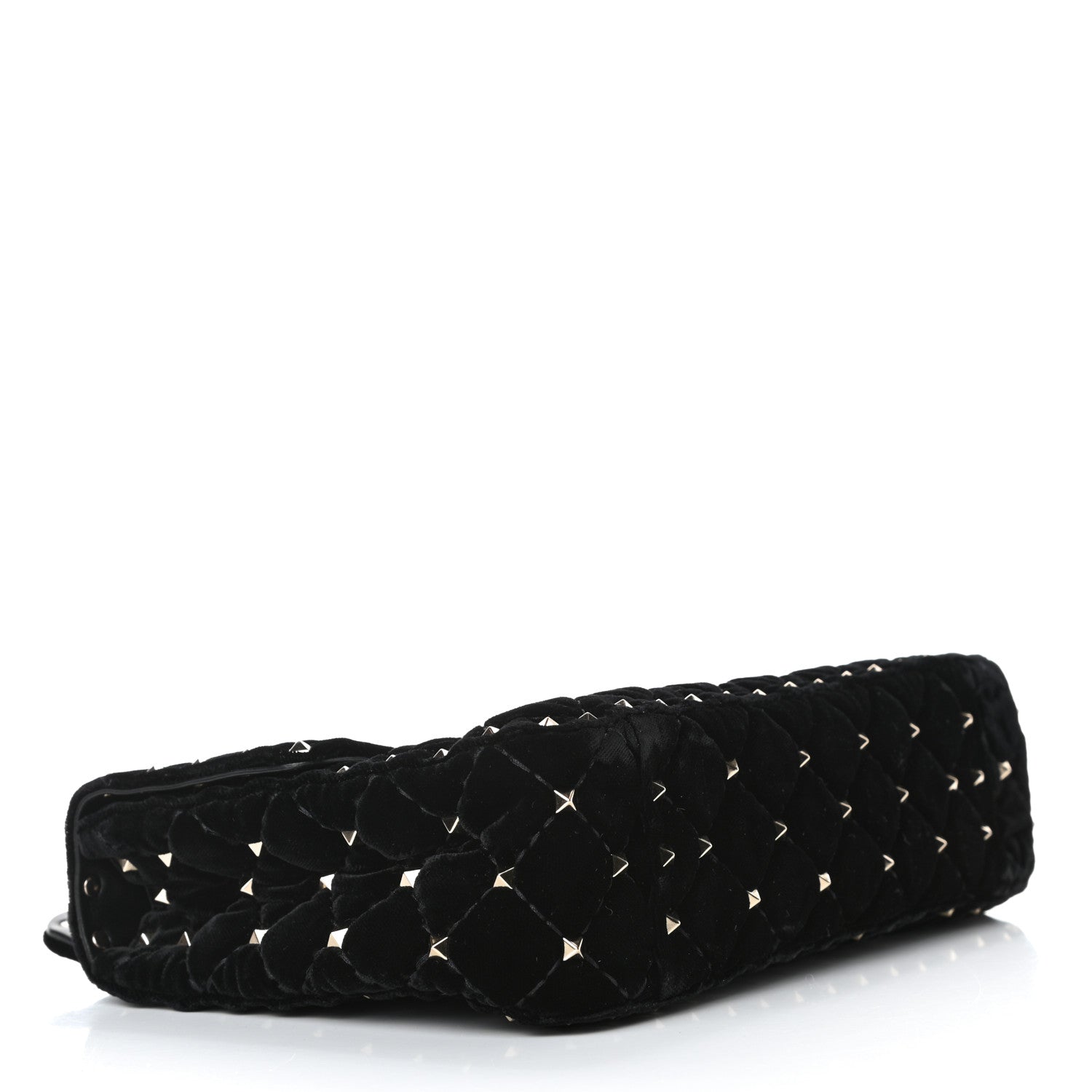 Valentino Garavani Velvet Medium Rockstud Spike Shoulder Bag Black 3 of 5