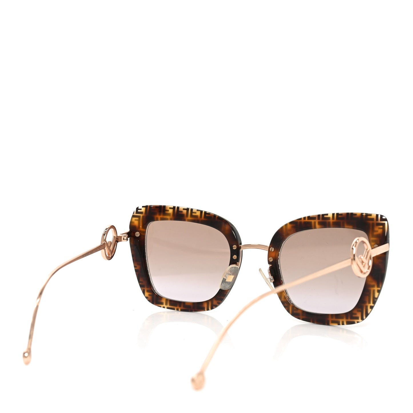 Acetate Metal F is Fendi FF Square Cat Eye Sunglasses FF 0408/S Havana