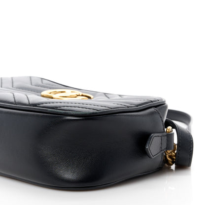 Gucci Calfskin Matelasse Small GG Marmont Chain Shoulder Bag Black 12 of 14