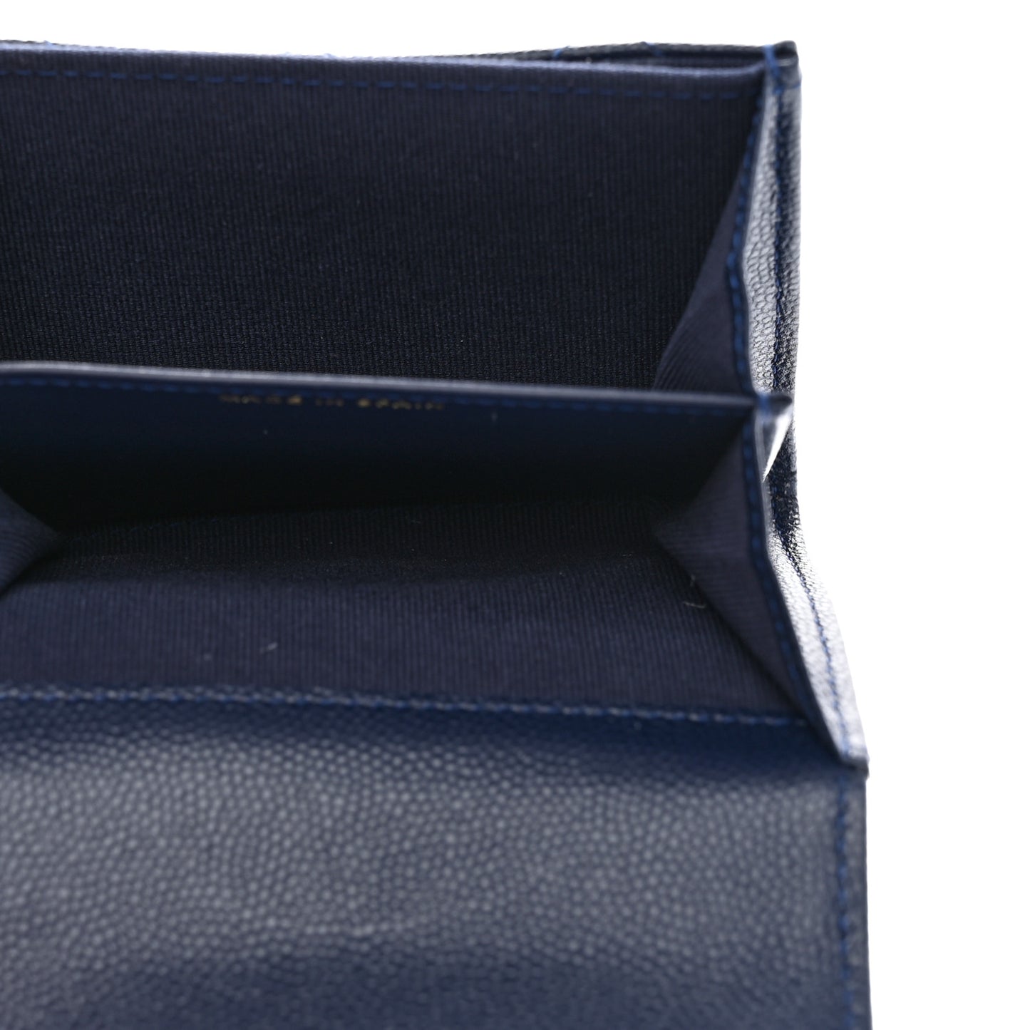 Caviar Quilted Crystal Enamel Flap Card Holder Navy Blue