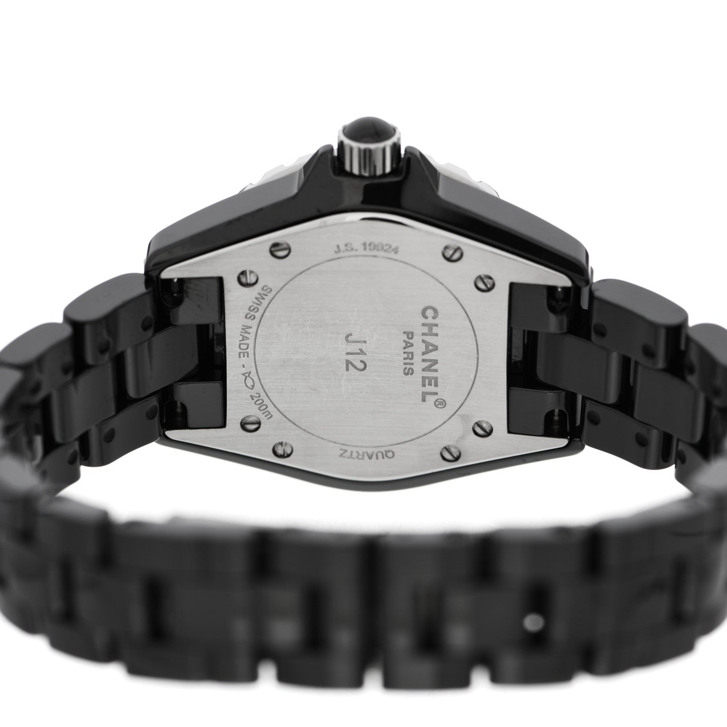 Chanel Stainless Steel Ceramic Diamond Pave Bezel Dial 33mm J12 Quartz Watch Black 4 of 5
