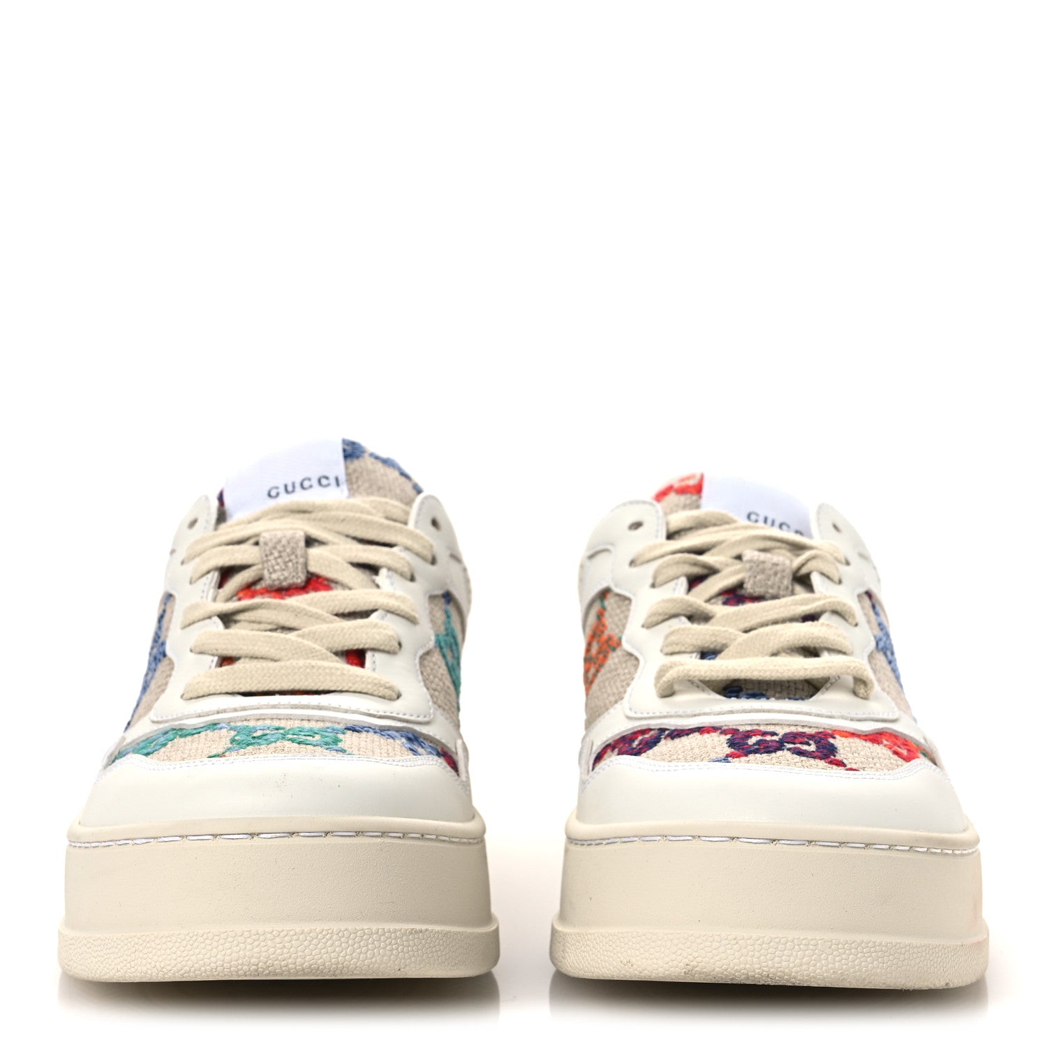 Gucci Dali Soft Calfskin GG Tennis Embossed Perforated Womens Platform 55mm Sneakers 40.5 White Multicolor 3 of 11
