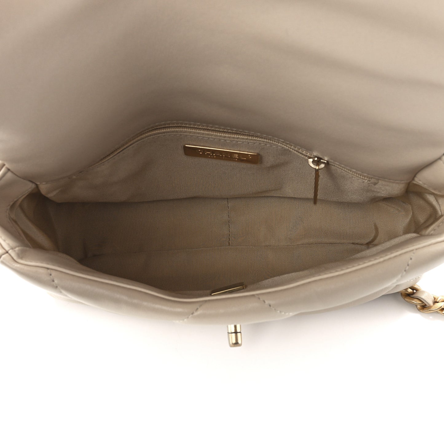 Lambskin Quilted Medium Chanel 19 Flap Light Beige