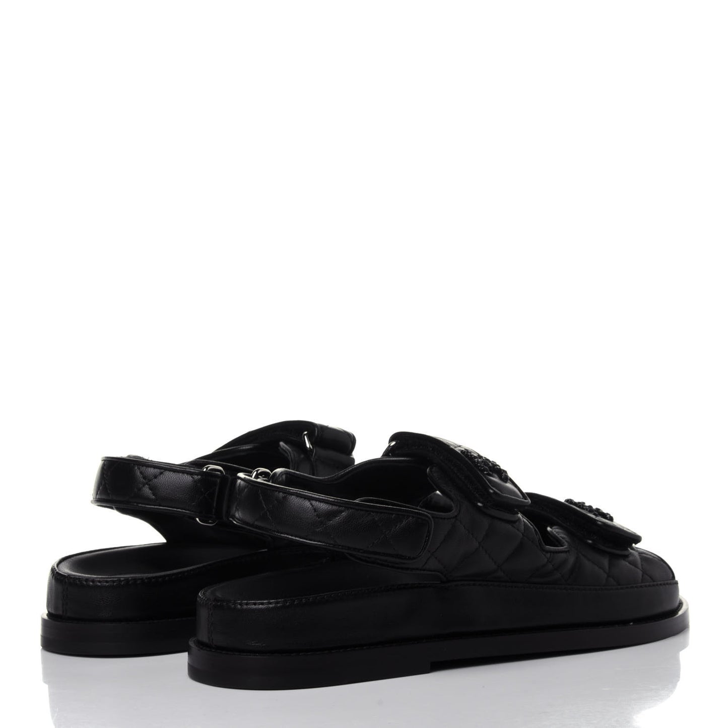 Lambskin Velcro Dad Sandals 37 Black