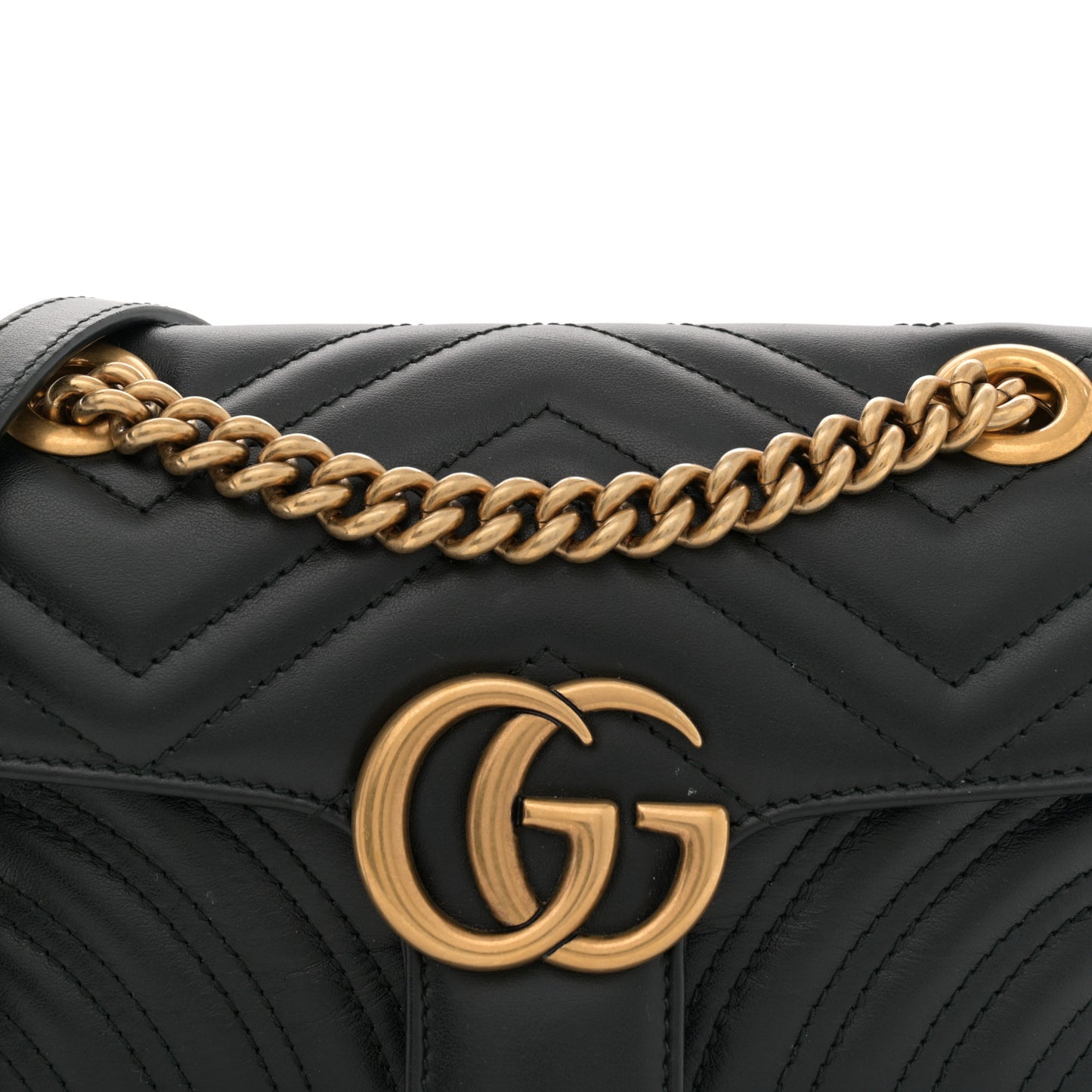 Calfskin Matelasse Mini GG Marmont Shoulder Bag Black
