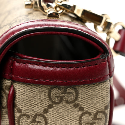 Gucci GG Supreme Monogram Horsebit 1955 Small Soft Top Handle Shoulder Bag Beige Dark Red 11 of 12