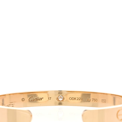 Cartier 18K Yellow Gold 1 Diamond LOVE Cuff Bracelet 17 3 of 4