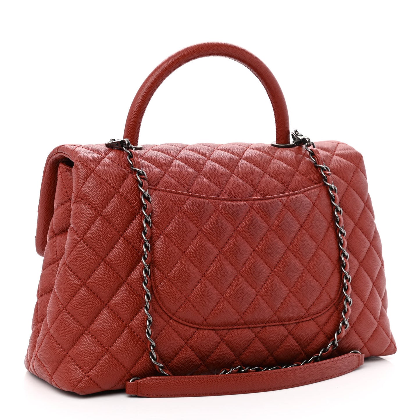 Caviar Quilted Medium Coco Handle Flap Dark Red