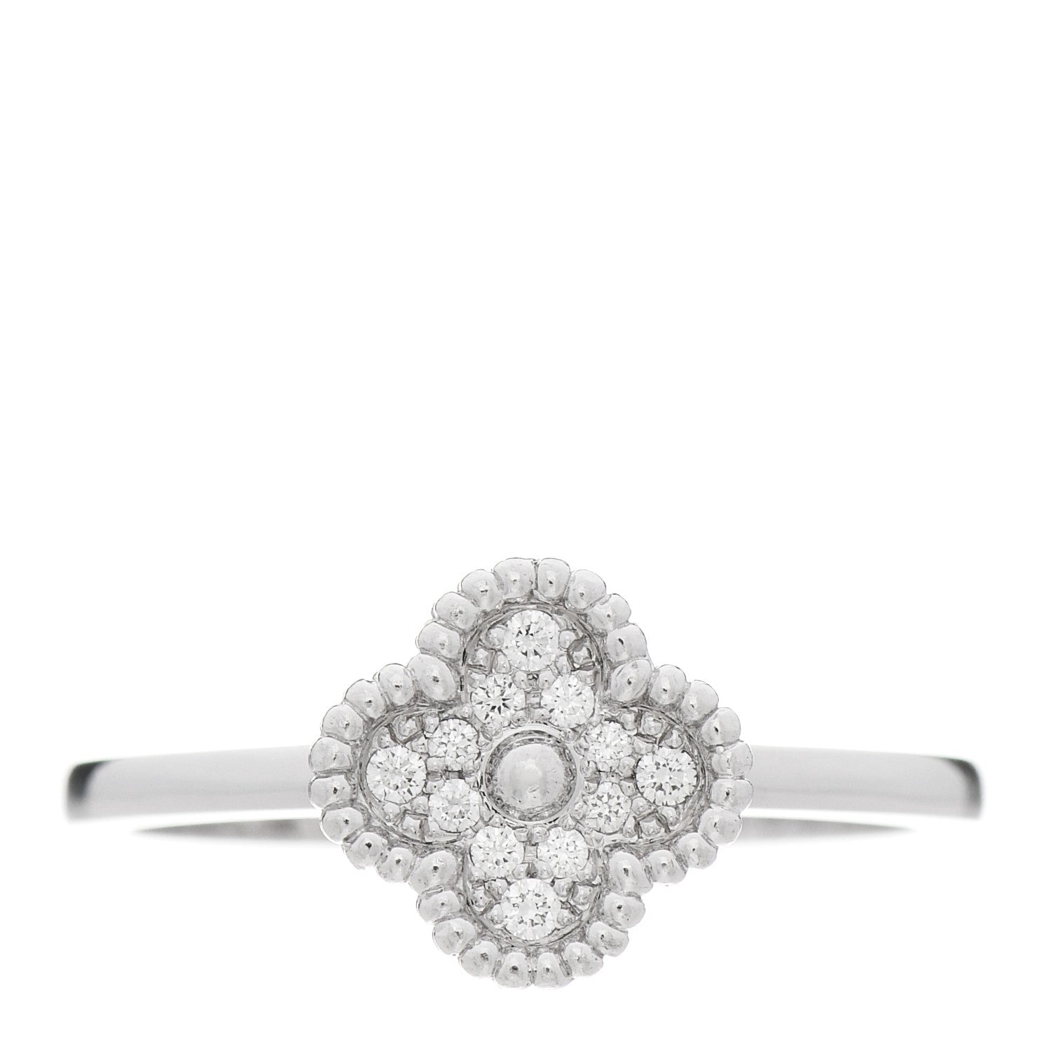 Van Cleef & Arpels 18K White Gold Diamond Sweet Alhambra Ring 55 7.25 1 of 7