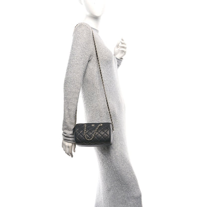 Chanel Caviar Quilted Barrel Clutch With Chain Black 2 of 11