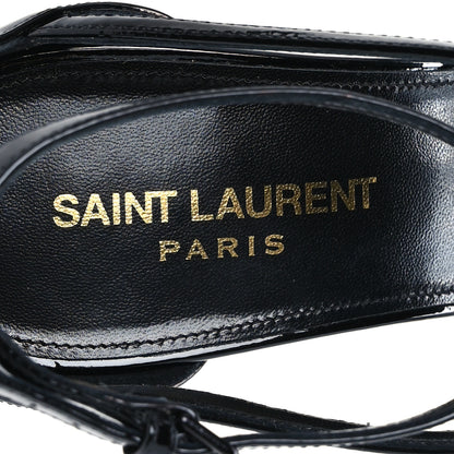 Saint Laurent Vernice Chiffon Cassandra 100 Ankle Strap Sandals 39 Black 7 of 10